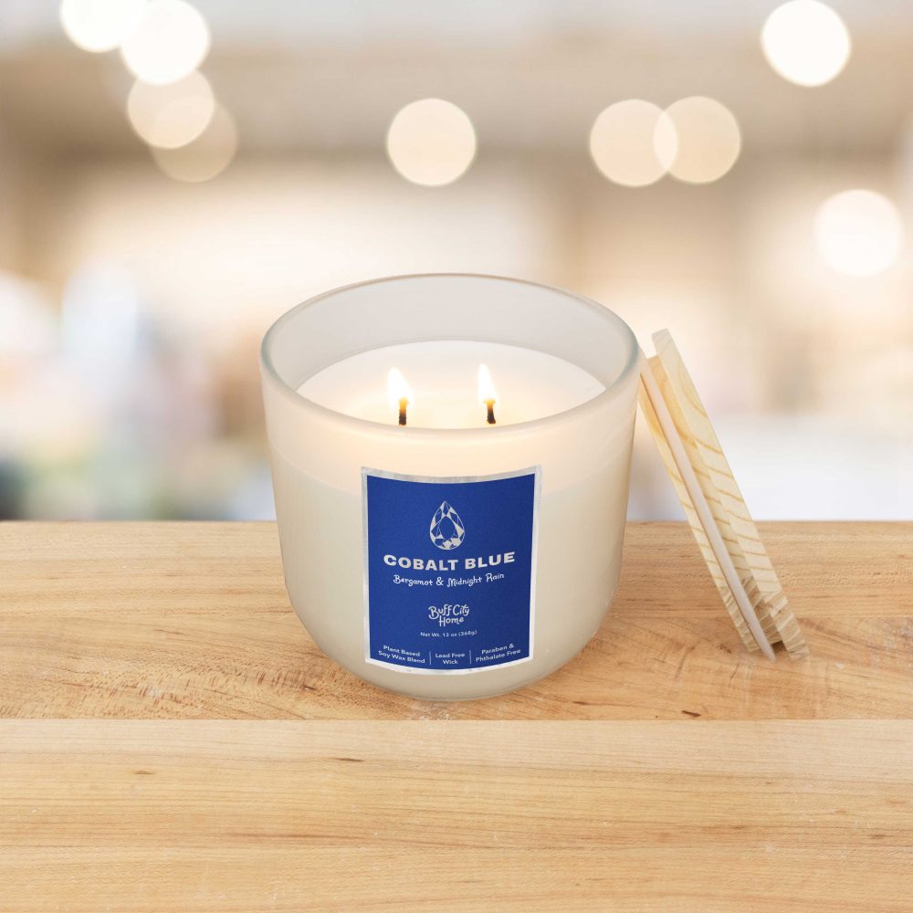Cobalt Blue 2-Wick Candle - Image 2