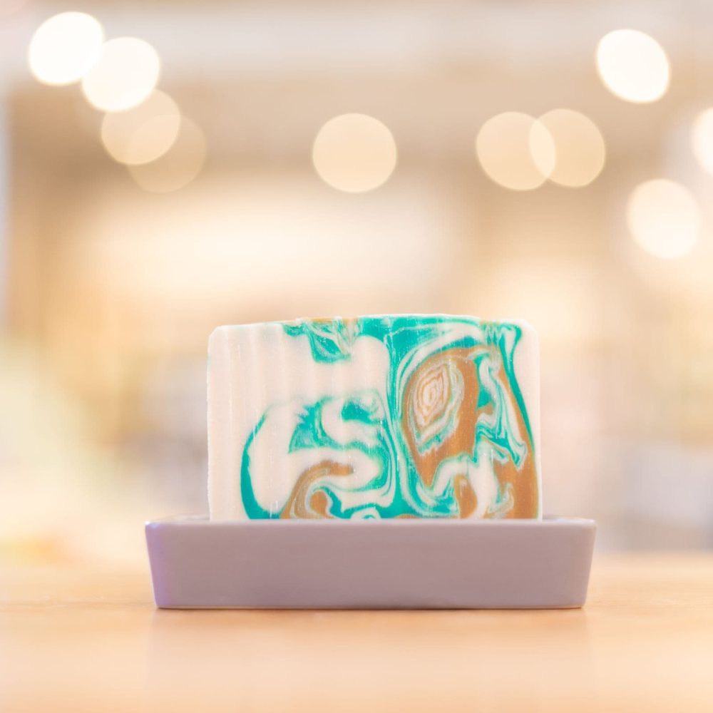 Grey Porcelain and Bamboo Soap Dish - Image 3